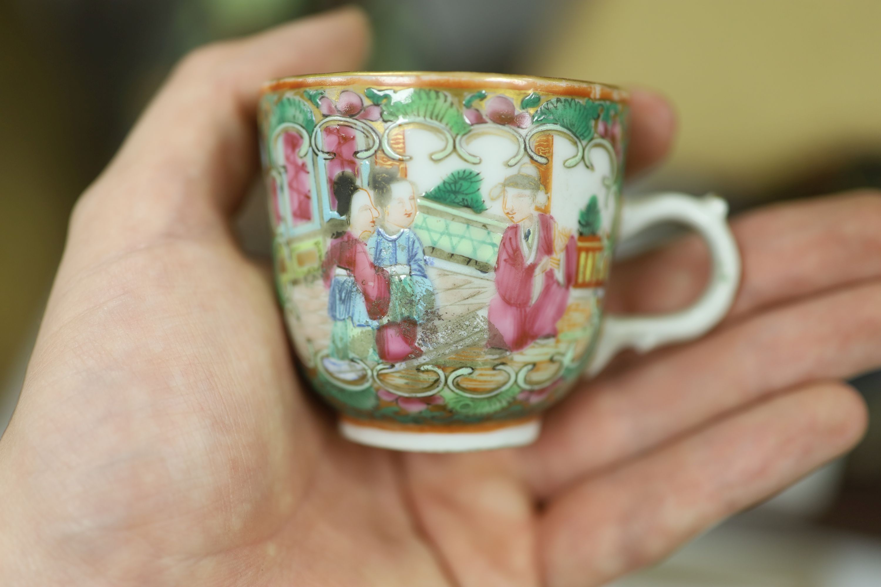 A 19th century Chinese famille rose five piece porcelain tea set